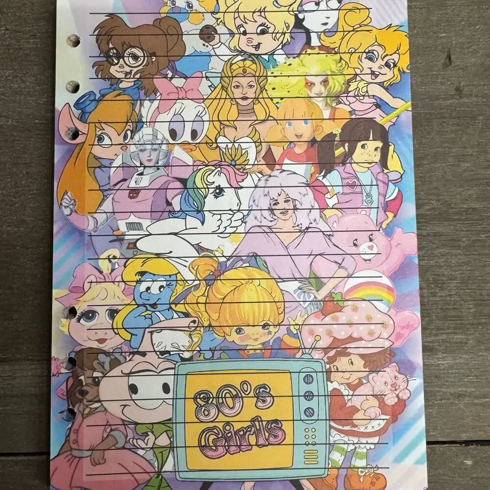 80’s Cartoon Characters Size A5 Refill Paper (50 Sheets)